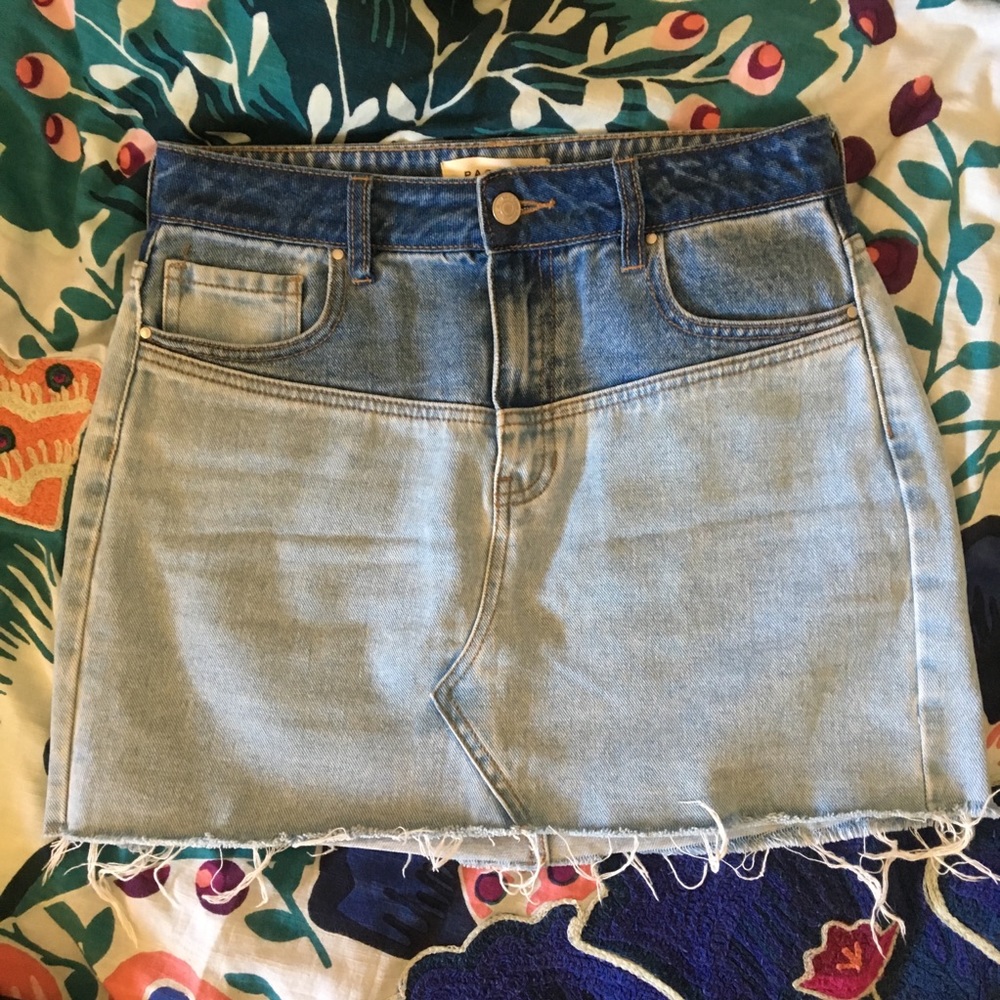 PacSun cutoff denim jean two toned mini skirt - Picture 1 of 4